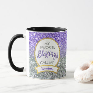 Mug Grandma Purple Silver Favoris Blessings Parties sc