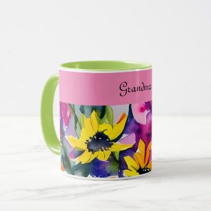 Mug Grandma spéciale aquarelle florale
