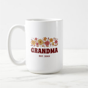 Mug Grandma Vintage Floral Super Texte personnalisé