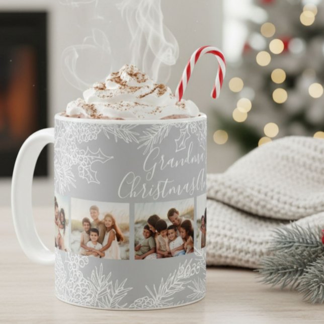 Mug Grandma's Elegant Custom Christmas Photo Collage (Créateur téléchargé)