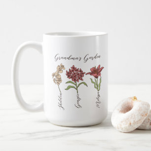 Mug Grandma's Garden Flower 3 Grandkids Nom Floral
