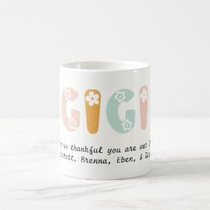 Mug Grandme personnalisée Gigi Floral Pastel couleurs