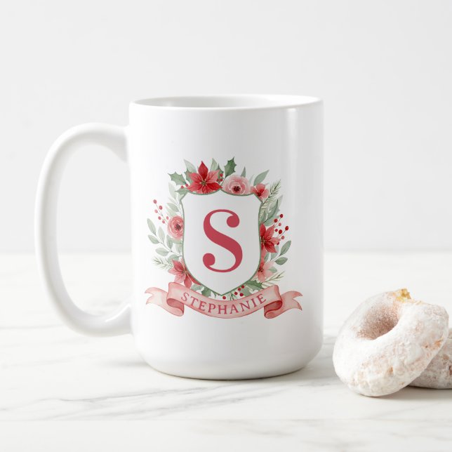 Mug Grandmillennial Holiday Crest | Christmas Monogram (Avec donut)