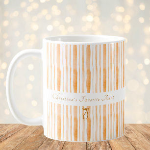 Mug Grandmillennial Rayure Abricot Élégant Cottage
