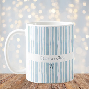 Mug Grandmillennial Rayure Bleue Clair Élégant Cottage