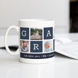 Mug Grandpa Photo Collage & Grandchildren Names<br><div class="desc">Create a sweet keepsake for a beloved grandfather this Father's Day or Grandparents Day. This simple design features seven of your favorite square or Instagram photos, arranged in a collage layout with alternating squares in navy blue, spelling out "Grandpa." Personalize with favorite photos of his grandchildren, and add their names,...</div>