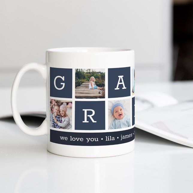 Mug Grandpa Photo Collage & Grandchildren Names (Créateur téléchargé)