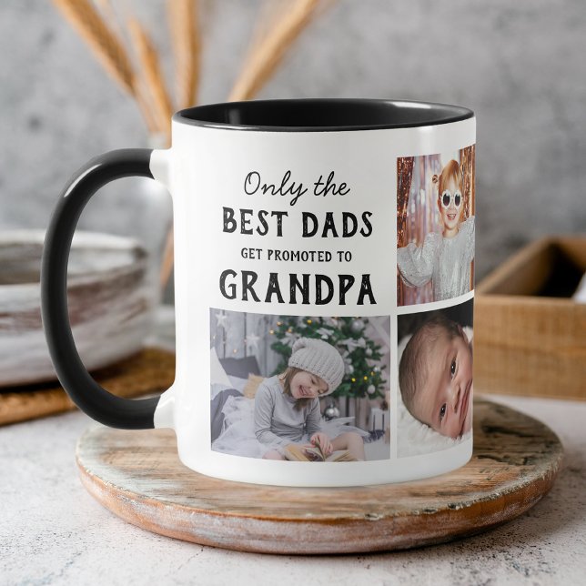 Mug Grandpa Photo Collage Grandkids Names Script Heart (Créateur téléchargé)