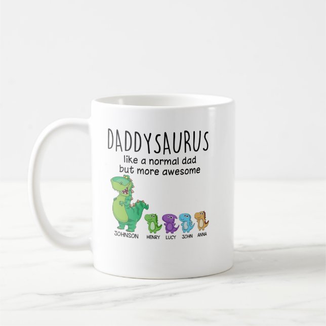 Mug Grandpasaurus Et Enfants Chemise Personnalisée (Gauche)