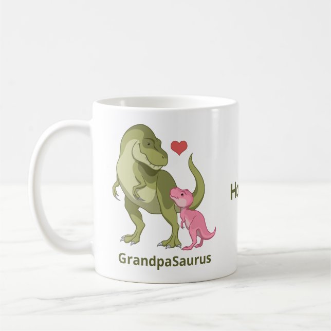Mug GrandpaSaurus T-Rex et bébé fille Dinosaures (Gauche)