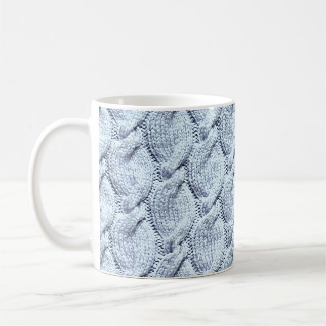 Mug grands câbles tricotés Bleu-gris (Gauche)
