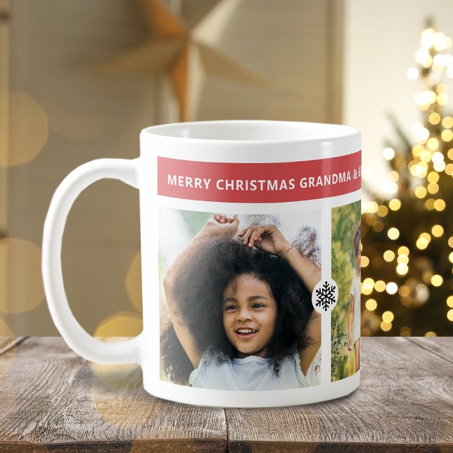 Mug Grands-parents de Noël modernes 3 Photos (Modern Christmas Grandparents 3 Photos Coffee Mug)
