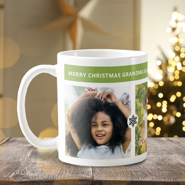 Mug Grands-parents de Noël modernes 3 Photos (Modern Christmas Grandparents 3 Photos Coffee Mug)