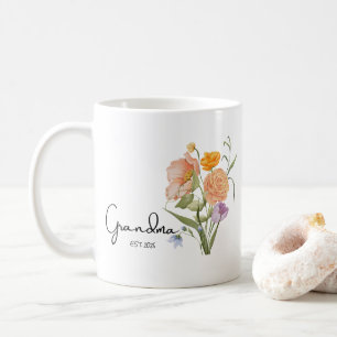 Mug Grands-parents Floraux Établis 2026, Cadeaux d'Ann