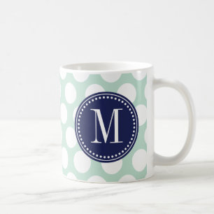 Mug Grands points chics de menthe et de marine décor