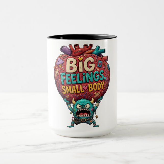 Mug Grands sentiments, petit corps – Drôle de monstre  (Centre)