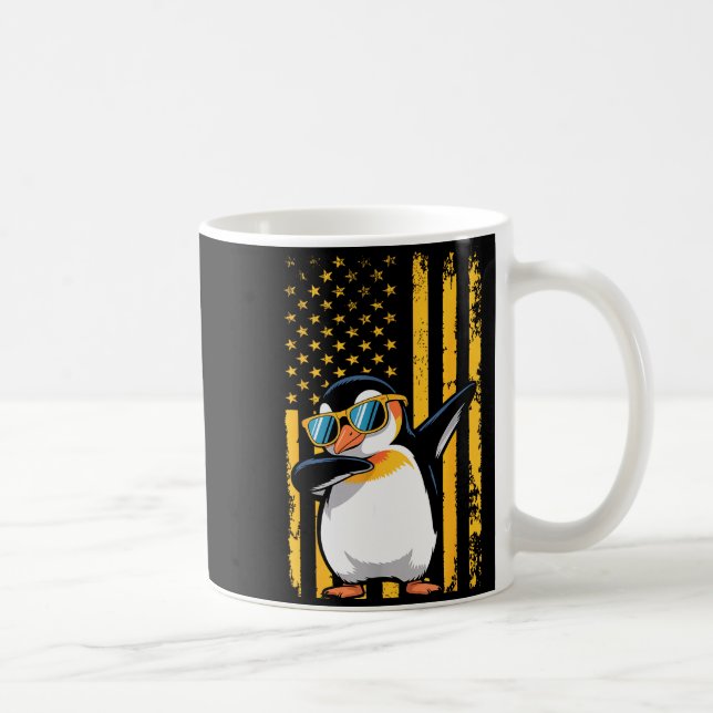 Mug Graphic Penguin Retro American Flag Funny Penguin  (Droite)