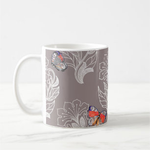 Mug Graphique à fleurs et papillon, aquarelle, motif