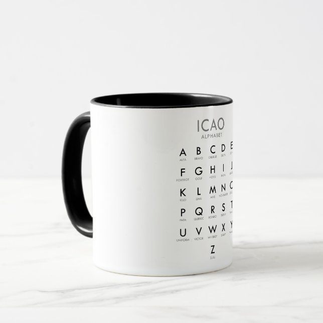 Mug Graphique alphabétique phonétique de l'OACI (Devant gauche)