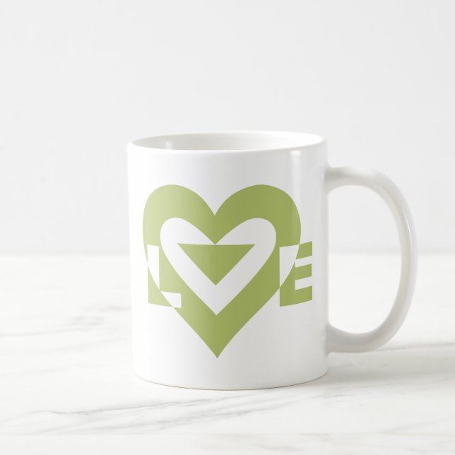 Mug Graphique d'amour cool, Vert Sage (Droite)