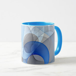 Mug Graphique d'art fractal gris bleu Abstrait moderne