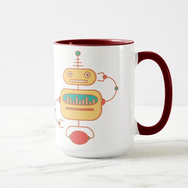 Mug Graphique de l'espace robotique jaune rétro (Droite)