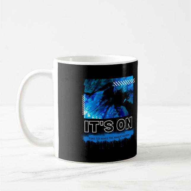 Mug Graphique de rue abstrait en marbre bleu Acrylique (Gauche)
