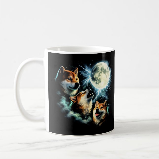 Mug Graphique de Shiba Inu hurlant à la Lune Céleste   (Gauche)
