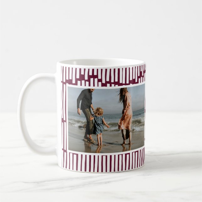 Mug Graphique minimal moderne 2 photo bordeaux et blan (Gauche)