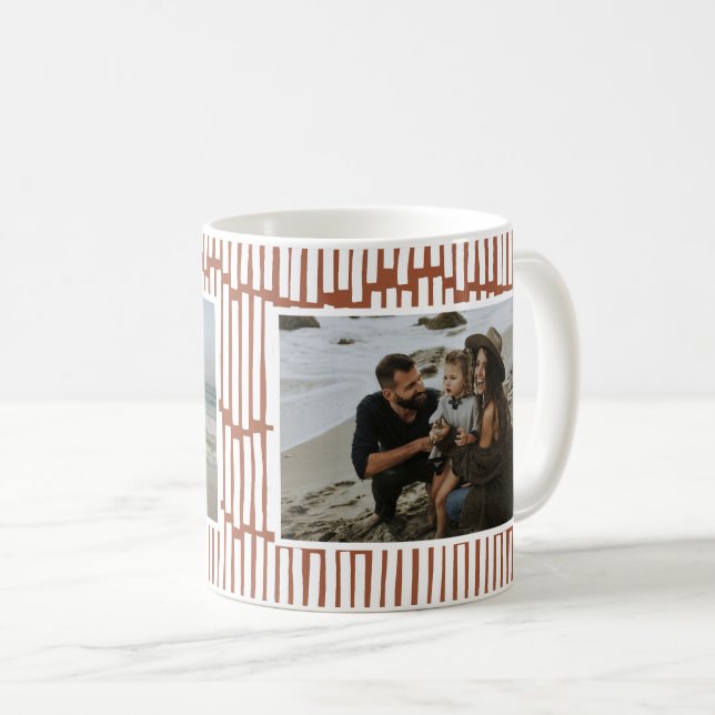 Mug Graphique minimal moderne 2 photo en terre cuite (Devant droit)