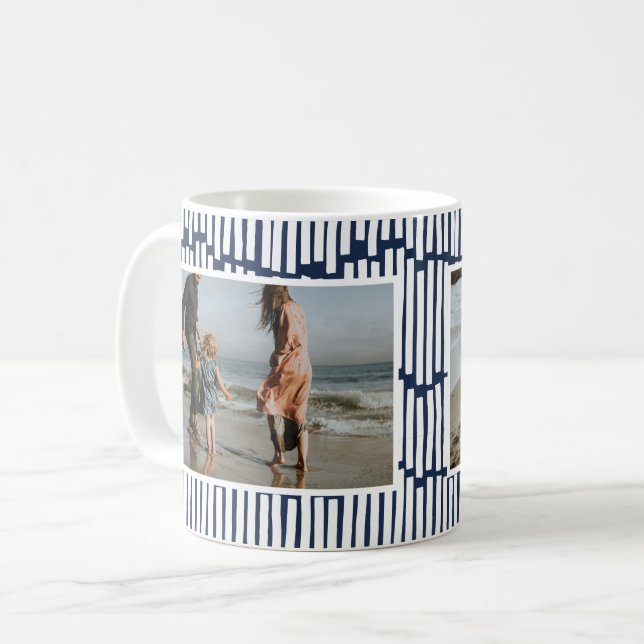 Mug Graphique minimal moderne 2 photo marine bleu et b (Devant gauche)