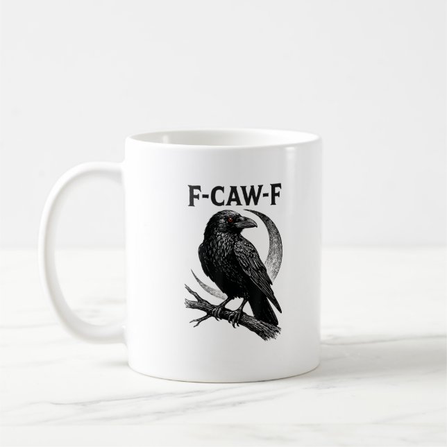 Mug Graphique Rétro de Corbeau Drôle F-Caw-F (Gauche)
