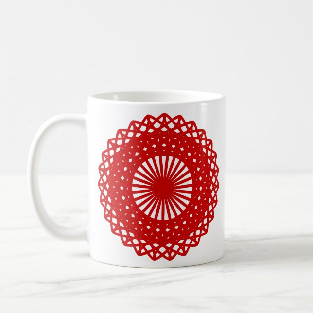 Mug Graphique rond rouge de motif de dentelle (Gauche)