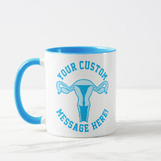 Mug Graphique Uterus + Bouton de texte personnalisé Mu