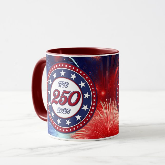 Mug Graphiques de feux d'artifice pour le 250e anniver (Devant gauche)
