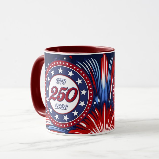 Mug Graphiques de feux d'artifice pour le 250e anniver (Devant gauche)