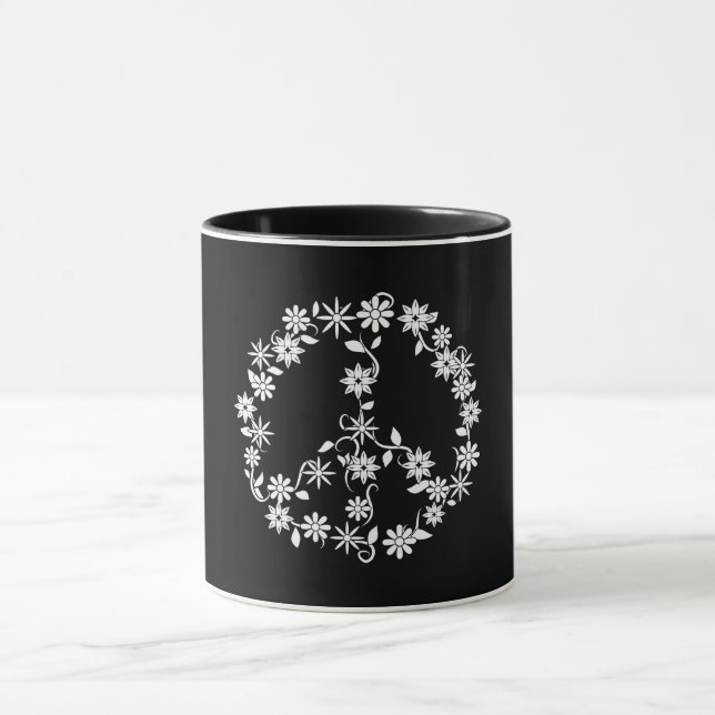 Mug Graphiques de Paix Simples Étoiles et Fleurs (Centre)