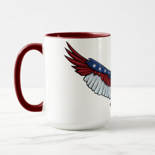 Mug Graphisme Aigle en vol patriotique – Rouge Blanc