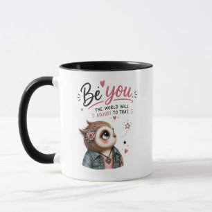 Mug Graphisme d'art inspirant de chouette Sois Toi