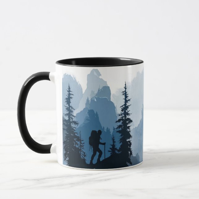 Mug Graphisme d'aventure de silhouette de montagne du  (Gauche)