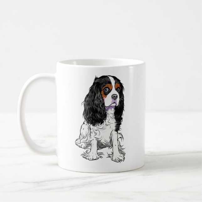 Mug Graphisme de Cavalier King Charles Spaniel de styl (Gauche)