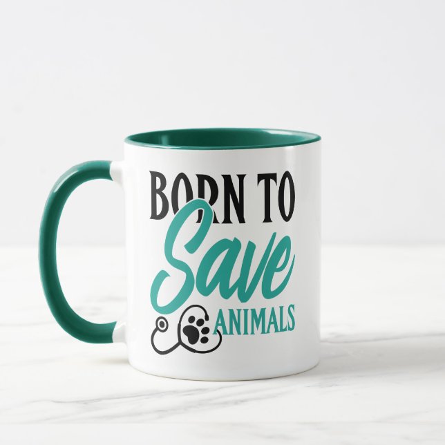 Mug Graphisme de cœur avec empreinte de patte et stéth (Gauche)