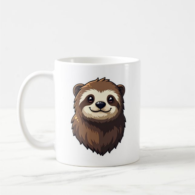 Mug Graphisme de faune rétro visage de paresseux vinta (Gauche)