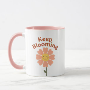 Mug Graphisme de fleur heureuse de style années 70