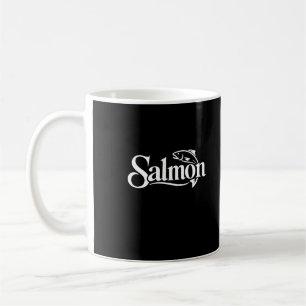 Mug Graphisme de logo de pêche au saumon blanc minimal