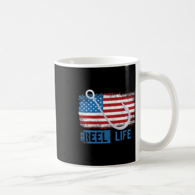 Mug Graphisme de pêcheur de drapeau américain grunge  (Droite)