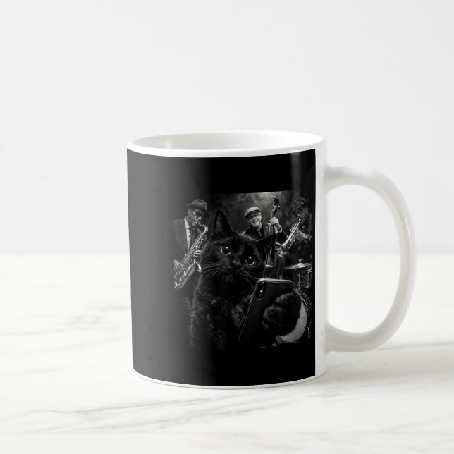Mug Graphisme de selfie du Black Cat Cool Jazz Band (Droite)