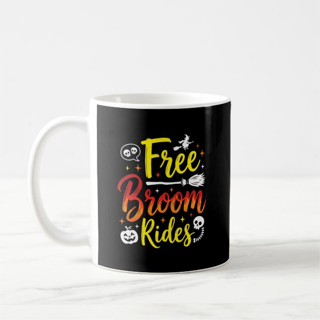 Mug Graphisme de sorcière de Halloween à balai gratuit (Gauche)