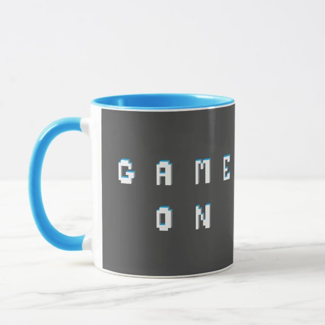 Mug Graphisme de texte en style pixel rétro « Game on  (Gauche)