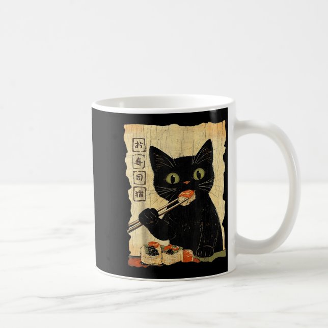 Mug Graphisme japonais esthétique de sushi de chat vin (Droite)